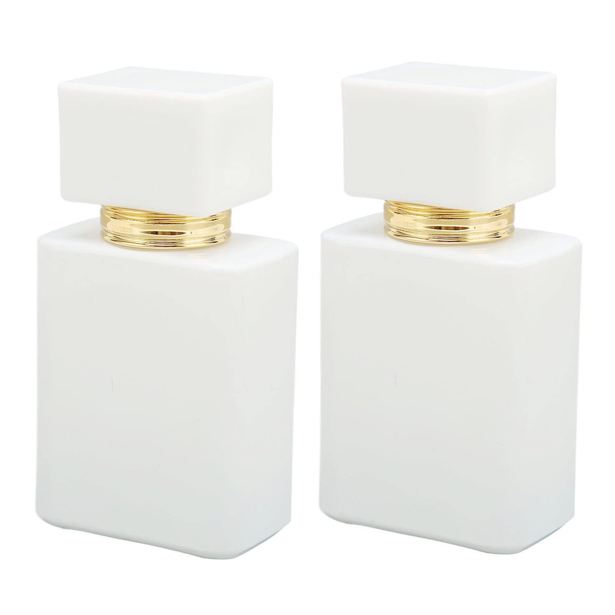 Refillable Empty Glass Perfume Bottle Atomizer - 2 Pack, 30ml, White with Golden Nozzle - görsel 1