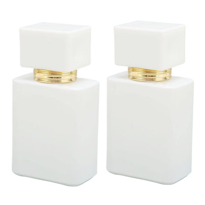 Refillable Empty Glass Perfume Bottle Atomizer - 2 Pack, 30ml, White with Golden Nozzle