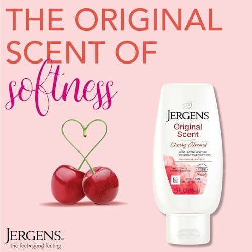 Jergens Original Scent Dry Skin Body Lotion - Cherry Almond, 3 oz (Pack of 8) Avelisse