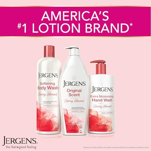 Jergens Original Scent Dry Skin Body Lotion - Cherry Almond, 3 oz (Pack of 8) Avelisse