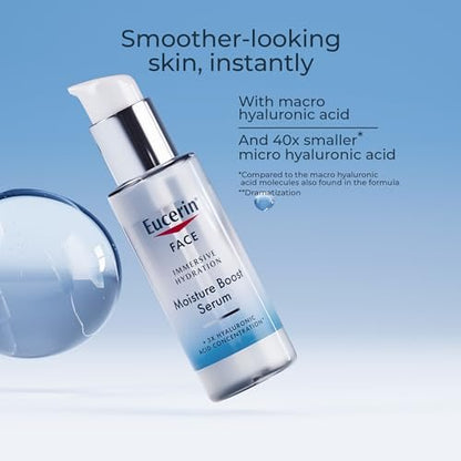 Eucerin Immersive Hydration Smoothing Face Serum, Ultra-Lightweight Hyaluronic Acid Serum Reduces the Look of Fine Lines and Wrinkles, 1 Fl Oz Bottle Avelisse