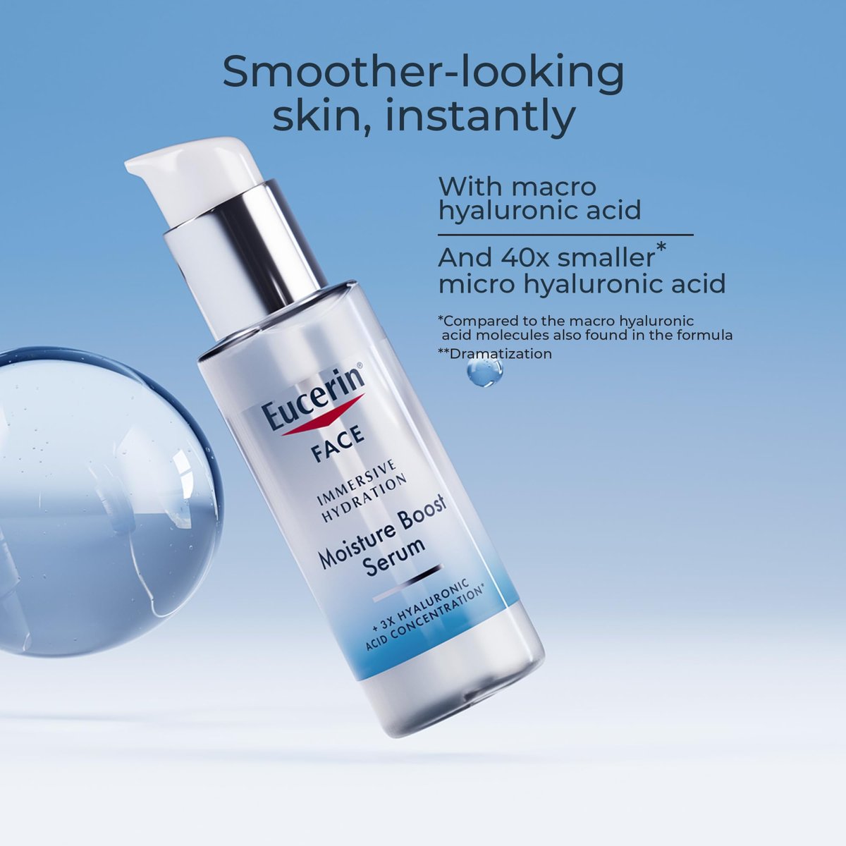 Eucerin Immersive Hydration Smoothing Face Serum, Ultra-Lightweight Hyaluronic Acid Serum Reduces the Look of Fine Lines and Wrinkles, 1 Fl Oz Bottle Avelisse