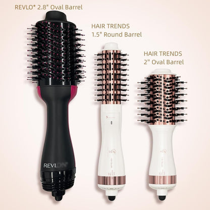 1.5 Inch Barrel (2.8’’ Plus Bristles) Dual Voltage(110~250V) Round Brush Blow Dryer, Hair Dryer Brush with European Plug Adapter, 4-in-1 Negative Ionic One Step Volumizer Dryer Avelisse