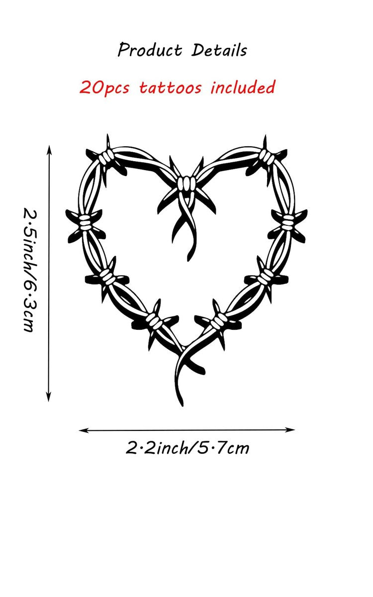 QualityLife Karol Temporary Tattoos - 20 Multicolor Heart Designs, Easy to Apply, Waterproof & Long-Lasting - görsel 3