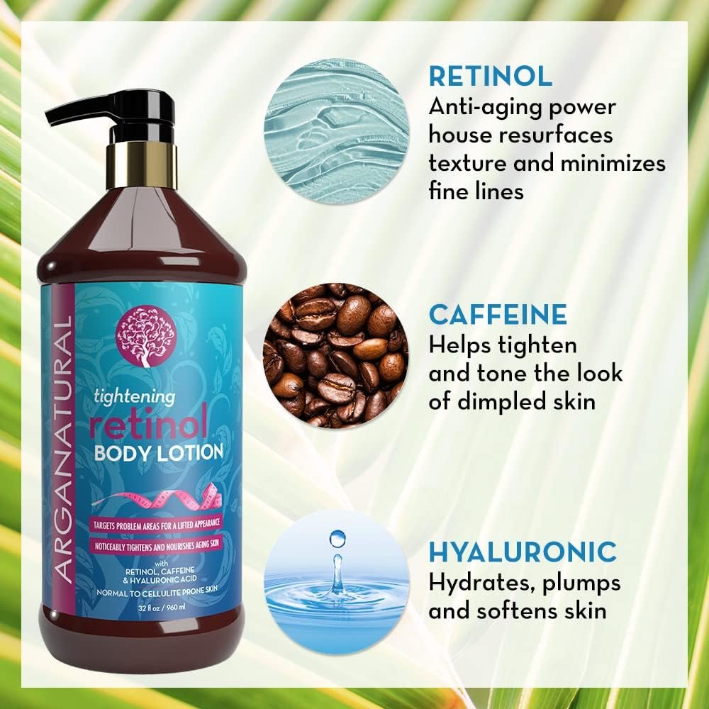 Arganatural Retinol Body Lotion with Vitamin E & Collagen – Skin Firming & Tightening Anti-Aging Cream for Women, 16.2 Fl Oz Avelisse