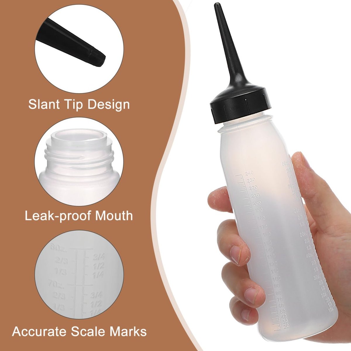 PACKOVE 3-Pack Hair Coloring Bottle - 240ml Transparent Squeeze Applicator Bottles for Professional Hair Dye, Salon, and Home Use Avelisse