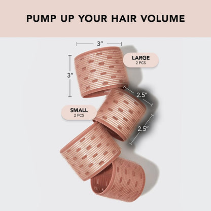 Kitsch Ceramic Hair Rollers – Self-Grip Heatless Curlers for Overnight Voluminous Curls, Frizz-Free, Large Size, Terracotta, 4 Count