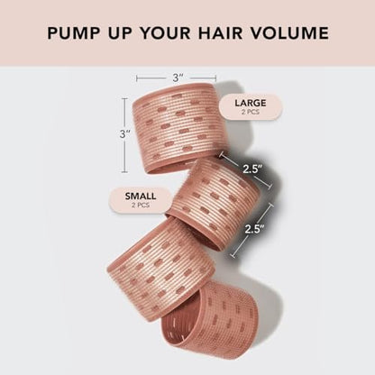 Kitsch Ceramic Hair Rollers – Self-Grip Heatless Curlers for Overnight Voluminous Curls, Frizz-Free, Large Size, Terracotta, 4 Count