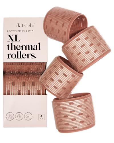 Kitsch Ceramic Hair Rollers – Self-Grip Heatless Curlers for Overnight Voluminous Curls, Frizz-Free, Large Size, Terracotta, 4 Count - görsel 2
