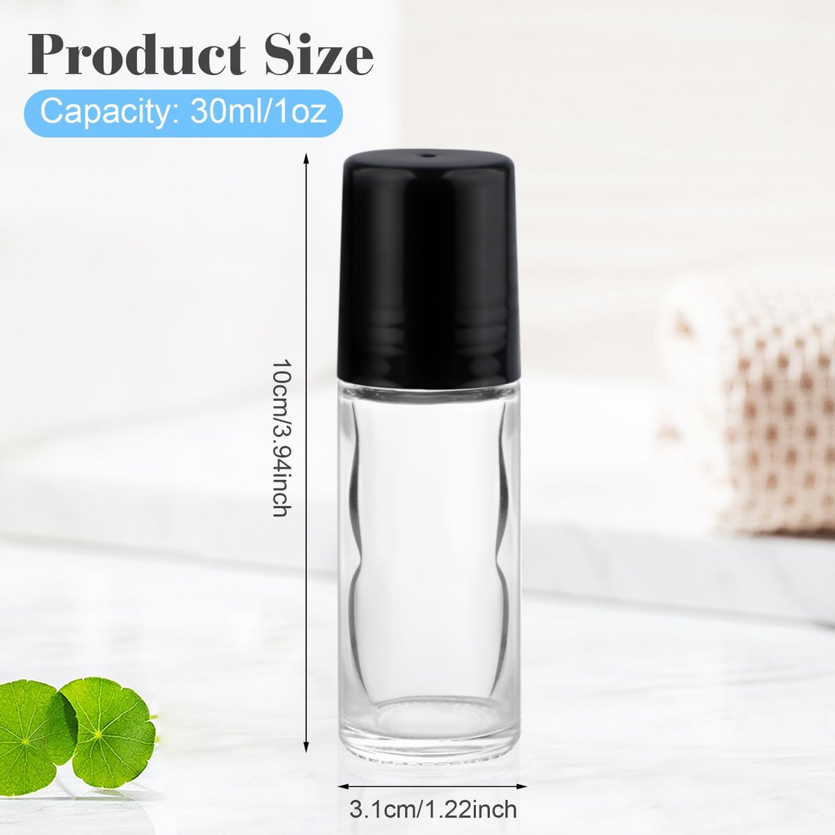 Mirrline 12 Pack 30ml/1oz Empty Glass Roll On Bottles with Plastic Roller Ball & Black Lid for Essential Oils, Perfume, and Cosmetic Oils Avelisse