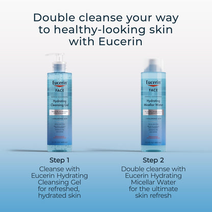 Eucerin Gentle Cleansing Hydrating Micellar Water with Hyaluronic Acid – Fragrance-Free Face Cleanser & Makeup Remover for All Skin Types, 13.5 Fl Oz