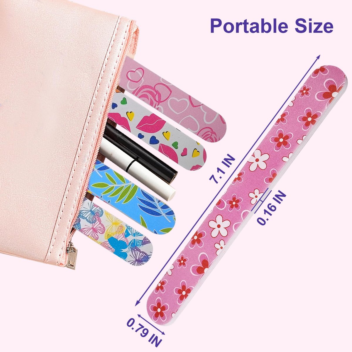 24 Pack Colorful Emery Board Nail Files - Double Sided 180 Grit for Natural Nails, Professional Manicure Tool for Shaping, Buffing & Smoothing - Flowery Design - görsel 13