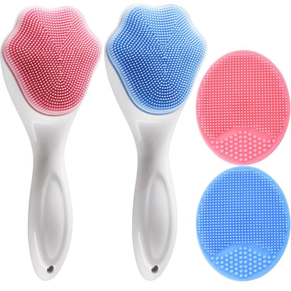 Silicone Face Scrubber and Exfoliator Brush - Facial Cleansing Brush for Blackhead, Acne, Pore, Cradle Cap - Deep Cleaning Skin Care 4 Pack