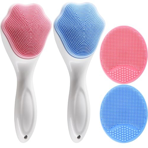 Silicone Face Scrubber and Exfoliator Brush - Facial Cleansing Brush for Blackhead, Acne, Pore, Cradle Cap - Deep Cleaning Skin Care 4 Pack - görsel 2