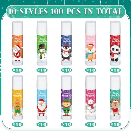 Siifert 100 Pack Christmas Lip Balm Bulk Party Favors, Holiday Stocking Stuffers for Women Men, Small Employee Appreciation Gifts, Winter Moisturizing Lip Care Set for Coworkers Staff Thank You Gifts - görsel 8