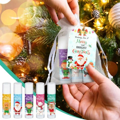 Siifert 100 Pack Christmas Lip Balm Bulk Party Favors, Holiday Stocking Stuffers for Women Men, Small Employee Appreciation Gifts, Winter Moisturizing Lip Care Set for Coworkers Staff Thank You Gifts