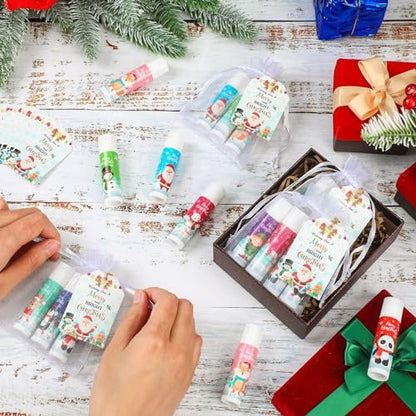 Siifert 100 Pack Christmas Lip Balm Bulk Party Favors, Holiday Stocking Stuffers for Women Men, Small Employee Appreciation Gifts, Winter Moisturizing Lip Care Set for Coworkers Staff Thank You Gifts