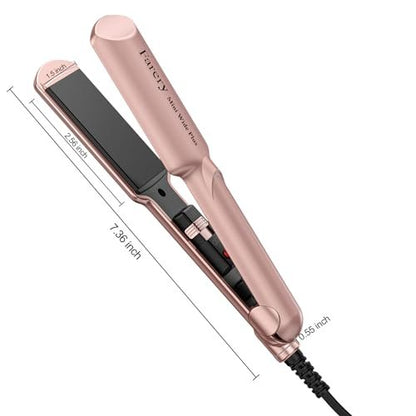 Farery Mini Flat Iron for Short Hair - 1.5 Inch Ceramic Hair Straightener with Argan Oil, Fast Heat, Anti-Scald, Dual Voltage Travel Iron with Storage Bag (Rose Gold) Avelisse