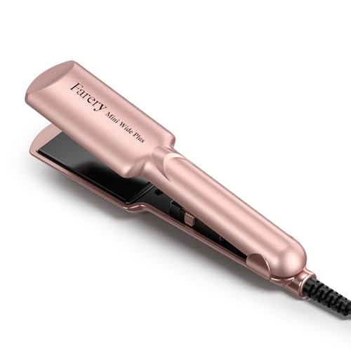 Farery Mini Flat Iron for Short Hair - 1.5 Inch Ceramic Hair Straightener with Argan Oil, Fast Heat, Anti-Scald, Dual Voltage Travel Iron with Storage Bag (Rose Gold) Avelisse