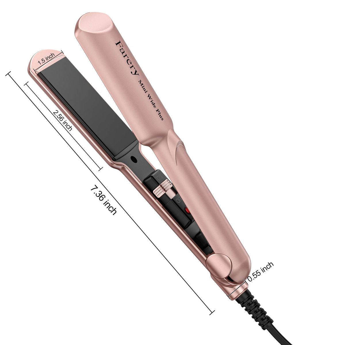 Farery Mini Flat Iron for Short Hair - 1.5 Inch Ceramic Hair Straightener with Argan Oil, Fast Heat, Anti-Scald, Dual Voltage Travel Iron with Storage Bag (Rose Gold) Avelisse