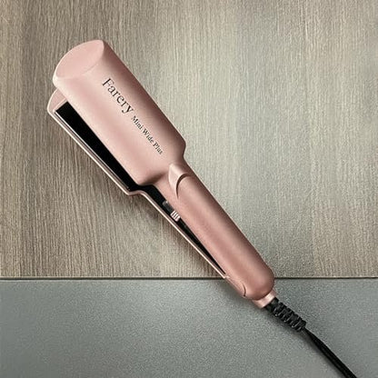 Farery Mini Flat Iron for Short Hair - 1.5 Inch Ceramic Hair Straightener with Argan Oil, Fast Heat, Anti-Scald, Dual Voltage Travel Iron with Storage Bag (Rose Gold) Avelisse
