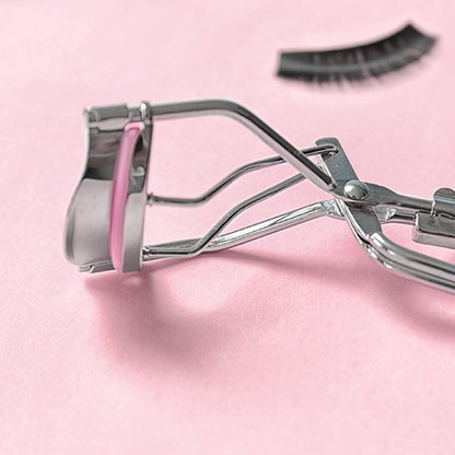 Jeufond 80-Pack Eyelash Curler Refills - Silicone Rubber Replacement Pads for Universal Eyelash Curlers with Clear Storage Box (Pink)