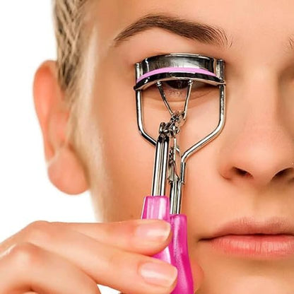 Jeufond 80-Pack Eyelash Curler Refills - Silicone Rubber Replacement Pads for Universal Eyelash Curlers with Clear Storage Box (Pink)