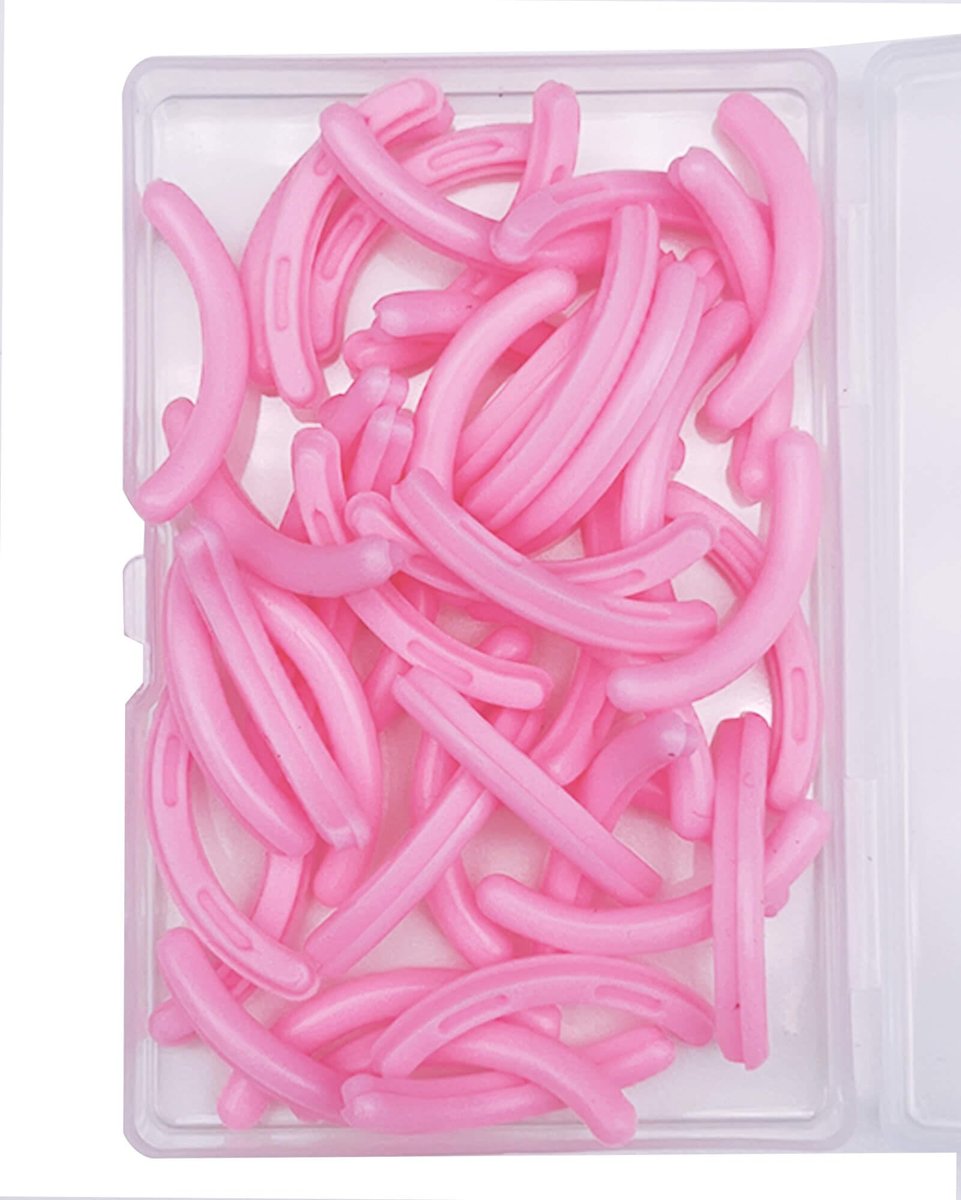 Jeufond 80-Pack Eyelash Curler Refills - Silicone Rubber Replacement Pads for Universal Eyelash Curlers with Clear Storage Box (Pink) - görsel 1