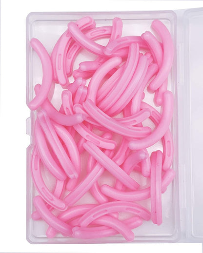 Jeufond 80-Pack Eyelash Curler Refills - Silicone Rubber Replacement Pads for Universal Eyelash Curlers with Clear Storage Box (Pink)