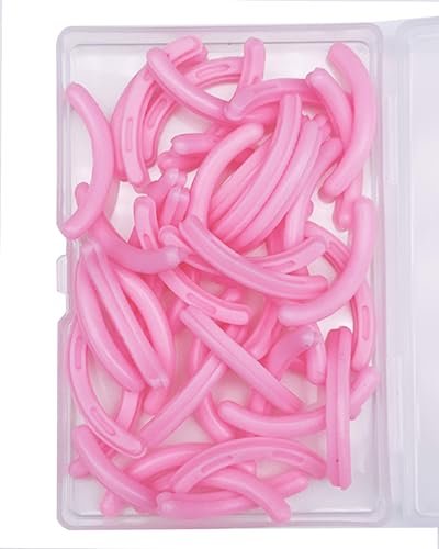 Jeufond 80-Pack Eyelash Curler Refills - Silicone Rubber Replacement Pads for Universal Eyelash Curlers with Clear Storage Box (Pink) - görsel 2