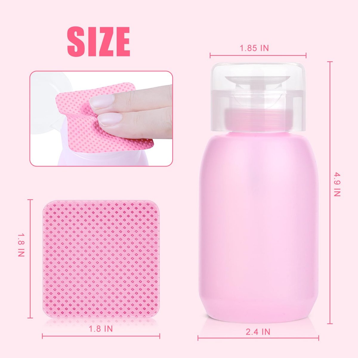 NXJ INFILILA 1080PCS Lint Free Nail Wipes Kit, Pink Gel Nail Polish Remover Set with Acetone Pump Dispenser Bottle 200ml (6.8oz) for Professional Soak Off Gel Polish Remover - görsel 11