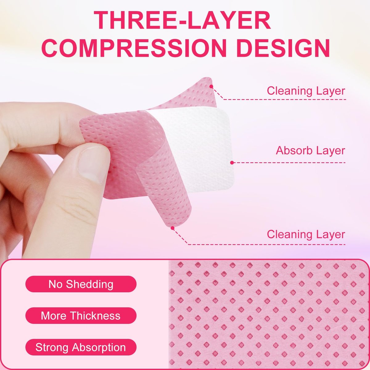 NXJ INFILILA 1080PCS Lint Free Nail Wipes Kit, Pink Gel Nail Polish Remover Set with Acetone Pump Dispenser Bottle 200ml (6.8oz) for Professional Soak Off Gel Polish Remover - görsel 7