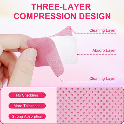 NXJ INFILILA 1080PCS Lint Free Nail Wipes Kit, Pink Gel Nail Polish Remover Set with Acetone Pump Dispenser Bottle 200ml (6.8oz) for Professional Soak Off Gel Polish Remover