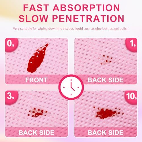 NXJ INFILILA 1080PCS Lint Free Nail Wipes Kit, Pink Gel Nail Polish Remover Set with Acetone Pump Dispenser Bottle 200ml (6.8oz) for Professional Soak Off Gel Polish Remover - görsel 14
