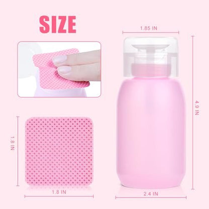 NXJ INFILILA 1080PCS Lint Free Nail Wipes Kit, Pink Gel Nail Polish Remover Set with Acetone Pump Dispenser Bottle 200ml (6.8oz) for Professional Soak Off Gel Polish Remover