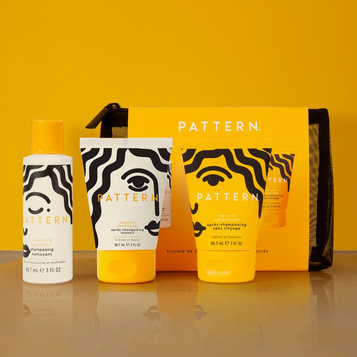 PATTERN Beauty Texture Travel Kit for Curly & Coily Hair (3a-4c) - Leave-In Conditioner, Intensive Conditioner, Cleansing Shampoo - 3 oz Each Avelisse