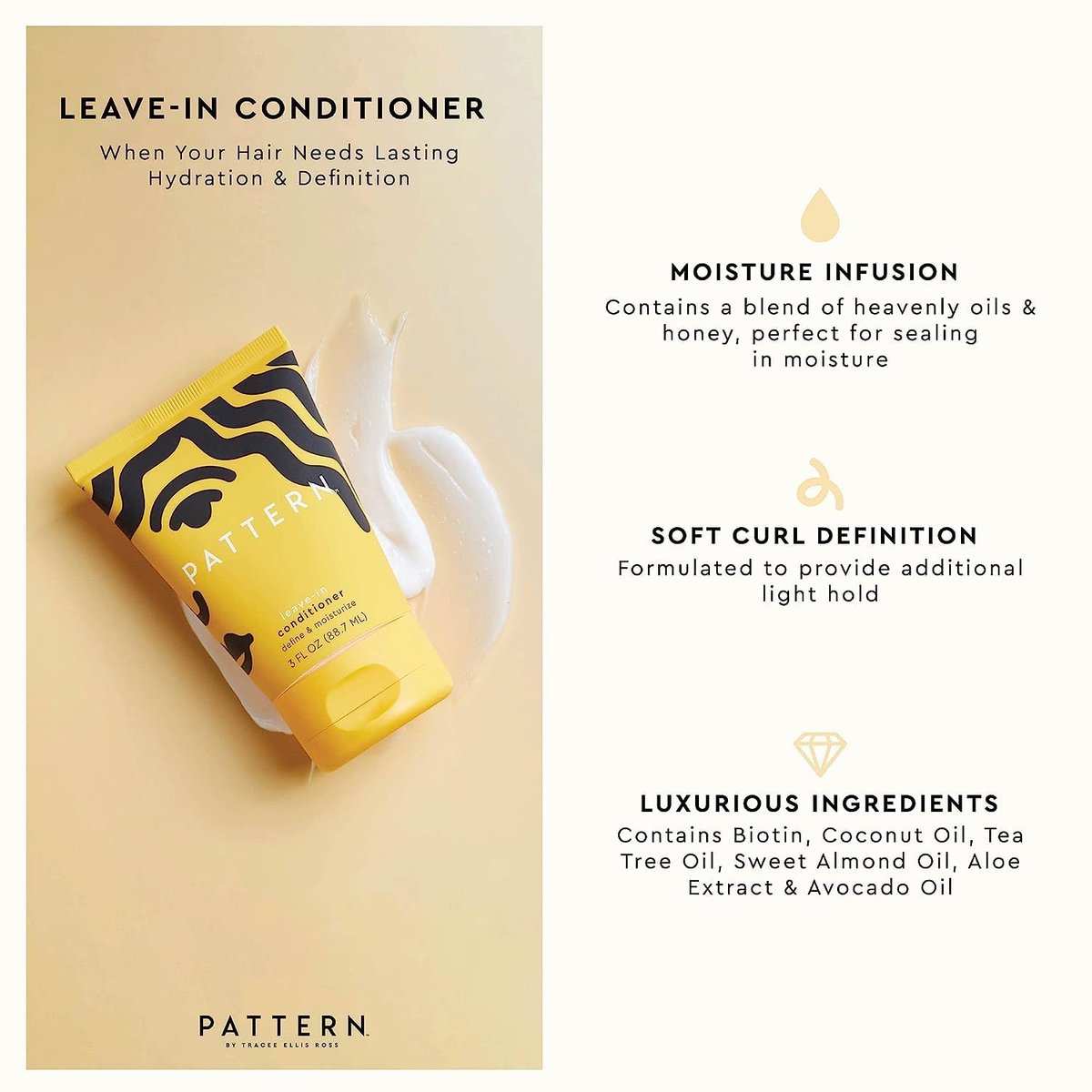 PATTERN Beauty Texture Travel Kit for Curly & Coily Hair (3a-4c) - Leave-In Conditioner, Intensive Conditioner, Cleansing Shampoo - 3 oz Each Avelisse