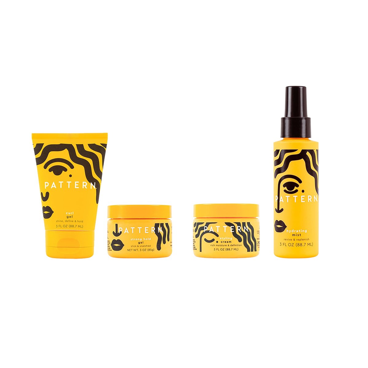 PATTERN Beauty Mini Stylers Kit - 3 fl oz Each - Hydrating Mist, Curl Gel, Styling Cream & Strong Hold Gel for Curly, Coily & Tight Textured Hair Avelisse