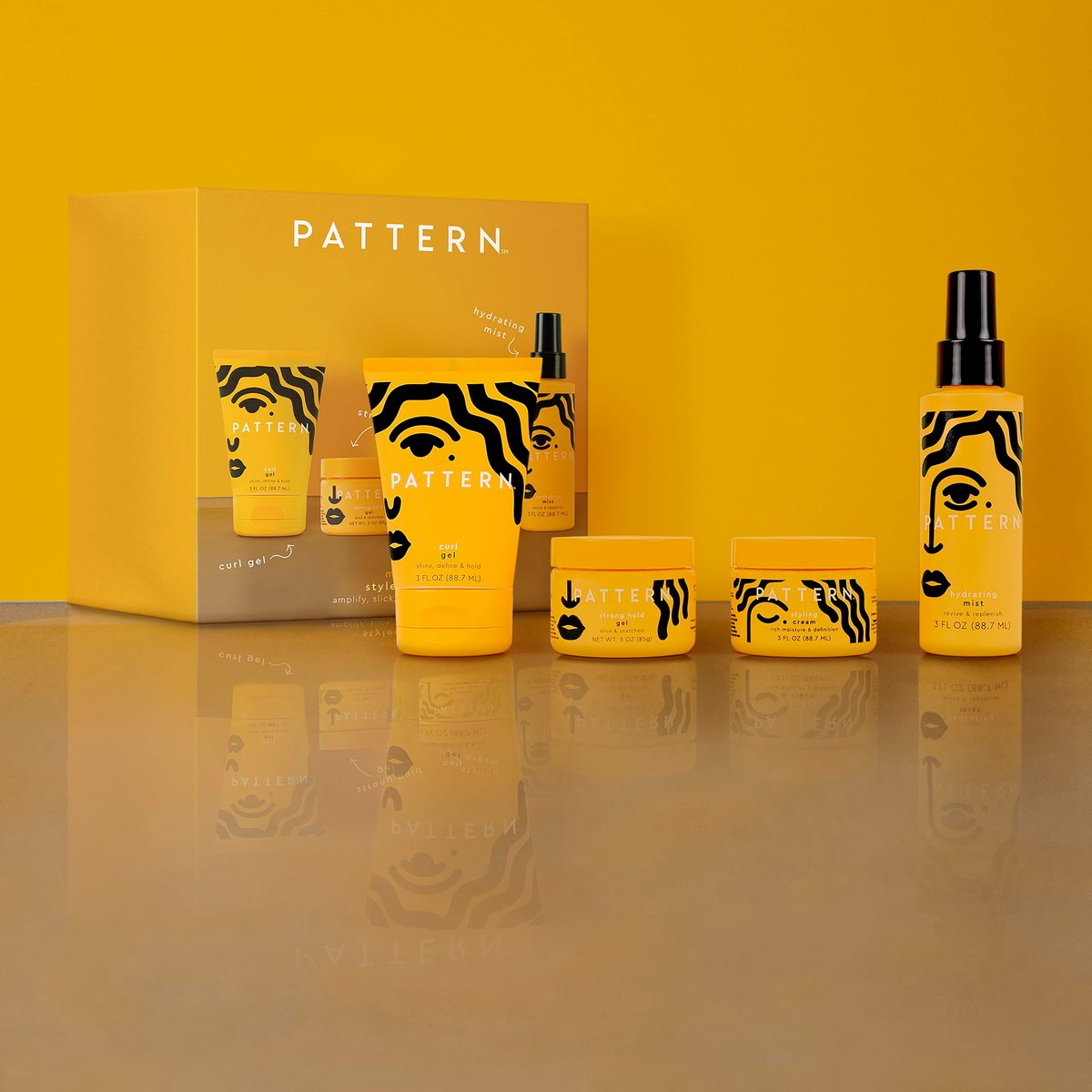 PATTERN Beauty Mini Stylers Kit - 3 fl oz Each - Hydrating Mist, Curl Gel, Styling Cream & Strong Hold Gel for Curly, Coily & Tight Textured Hair Avelisse