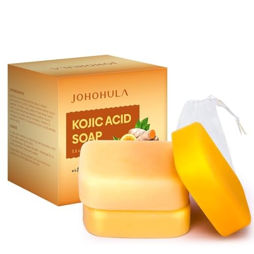 Johohula Kojic Acid Dark Spot Remover Soap Bars with Vitamin C, Retinol, Collagen, Turmeric - Smooth for Face and Body, Firm and Smooth Skin - 3 x 100g Bars - görsel 2