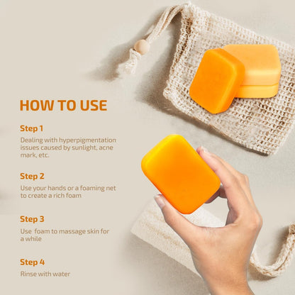 Johohula Kojic Acid Dark Spot Remover Soap Bars with Vitamin C, Retinol, Collagen, Turmeric - Smooth for Face and Body, Firm and Smooth Skin - 3 x 100g Bars