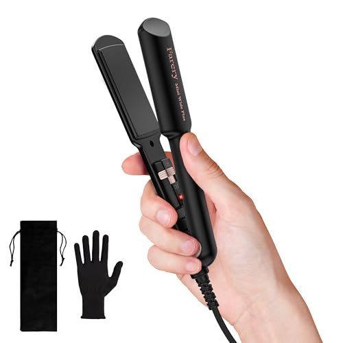 FARERY Portable Hair Straightener - 1.5 Inch Wider Plate Mini Flat Iron for Short Hair, Ceramic with Argan Oil & Keratin, Universal Voltage, Travel-Ready Avelisse