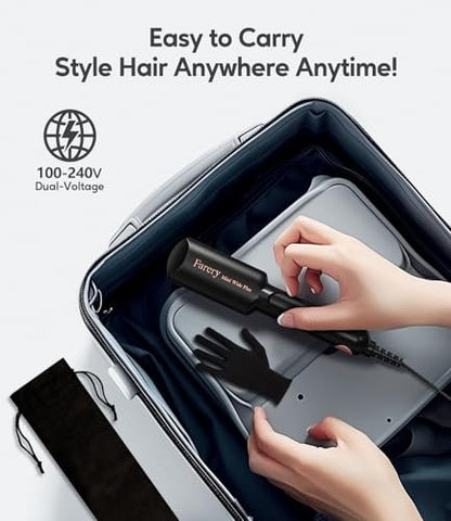 FARERY Portable Hair Straightener - 1.5 Inch Wider Plate Mini Flat Iron for Short Hair, Ceramic with Argan Oil & Keratin, Universal Voltage, Travel-Ready Avelisse