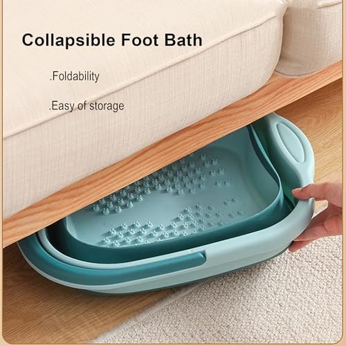 Leemeimei Collapsible Foot Bath Tub 15L (4 GL) with Handle - Portable Foot Soak Bucket for Dry Cracked Feet, Green - görsel 8