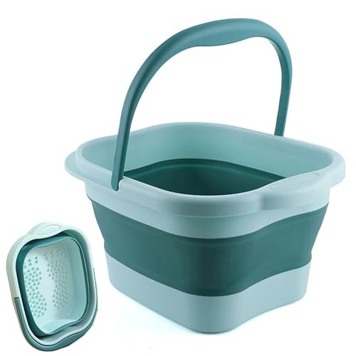 Leemeimei Collapsible Foot Bath Tub 15L (4 GL) with Handle - Portable Foot Soak Bucket for Dry Cracked Feet, Green - görsel 2