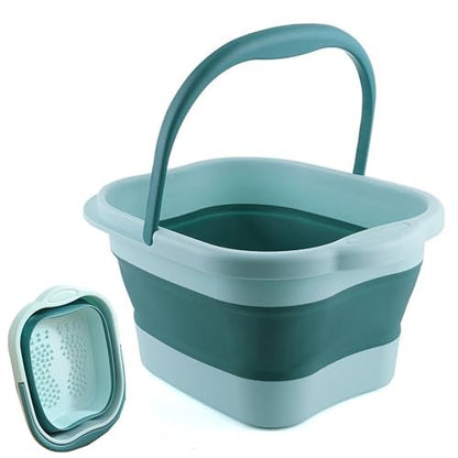 Leemeimei Collapsible Foot Bath Tub 15L (4 GL) with Handle - Portable Foot Soak Bucket for Dry Cracked Feet, Green