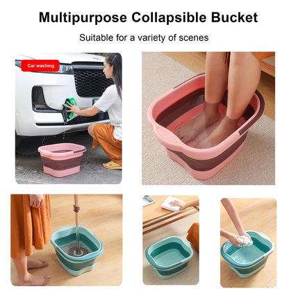 Leemeimei Collapsible Foot Bath Tub 15L (4 GL) with Handle - Portable Foot Soak Bucket for Dry Cracked Feet, Green