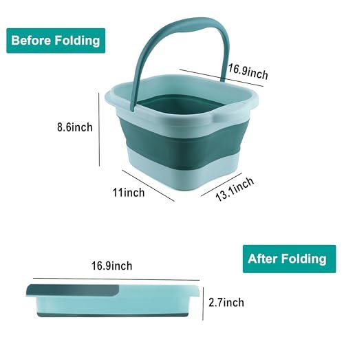 Leemeimei Collapsible Foot Bath Tub 15L (4 GL) with Handle - Portable Foot Soak Bucket for Dry Cracked Feet, Green - görsel 4