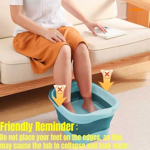 Leemeimei Collapsible Foot Bath Tub 15L (4 GL) with Handle - Portable Foot Soak Bucket for Dry Cracked Feet, Green - görsel 6