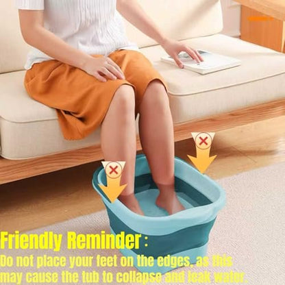 Leemeimei Collapsible Foot Bath Tub 15L (4 GL) with Handle - Portable Foot Soak Bucket for Dry Cracked Feet, Green